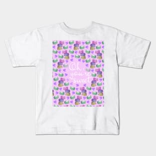 Oh Youre Sweet Macaron Dreams Watercolour Purple White Kids T-Shirt